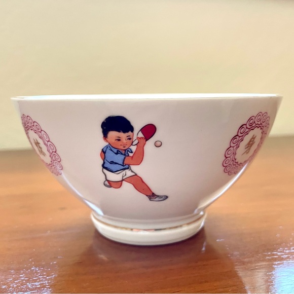 Vintage Midcentury Liling China Porcelain Ping Pong Children Rice / Soup Bowl - Picture 4 of 13